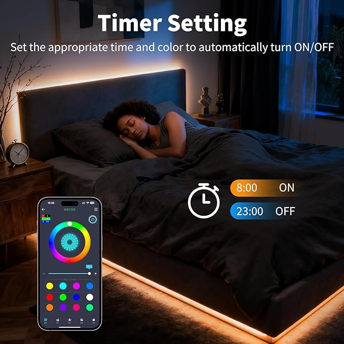 LED Strip Lights,RGB Music Sync Color Changing Led Lights with Smart App Control Remote & Remote Control for Room, Part Essential,Sense of Atmosphere Decoration(130FT-2 Rolls of 65ft)