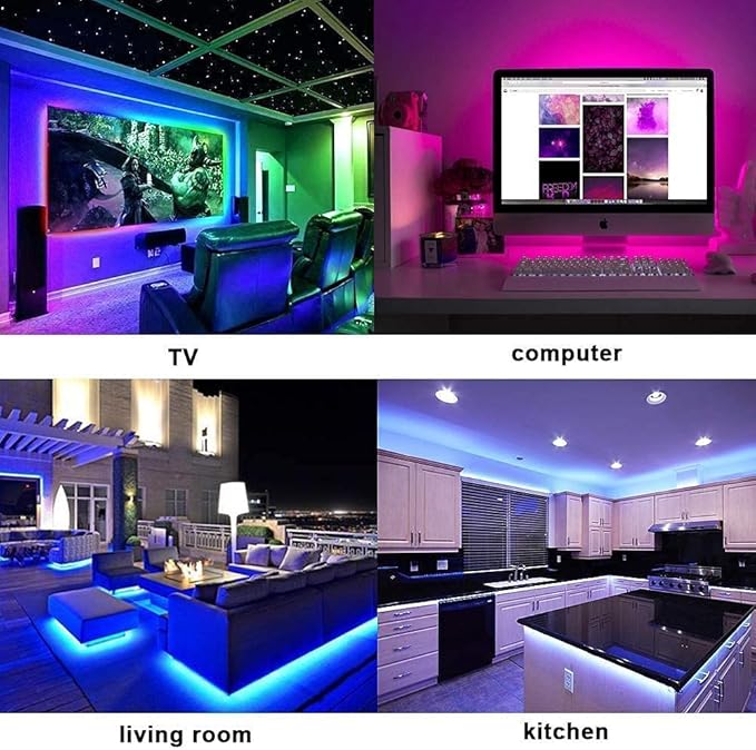 RUISHINE Led Lights for Bedroom & Living Room - 100 ft Color Changing RGB LED Strip Light Tape with 44Key Remote