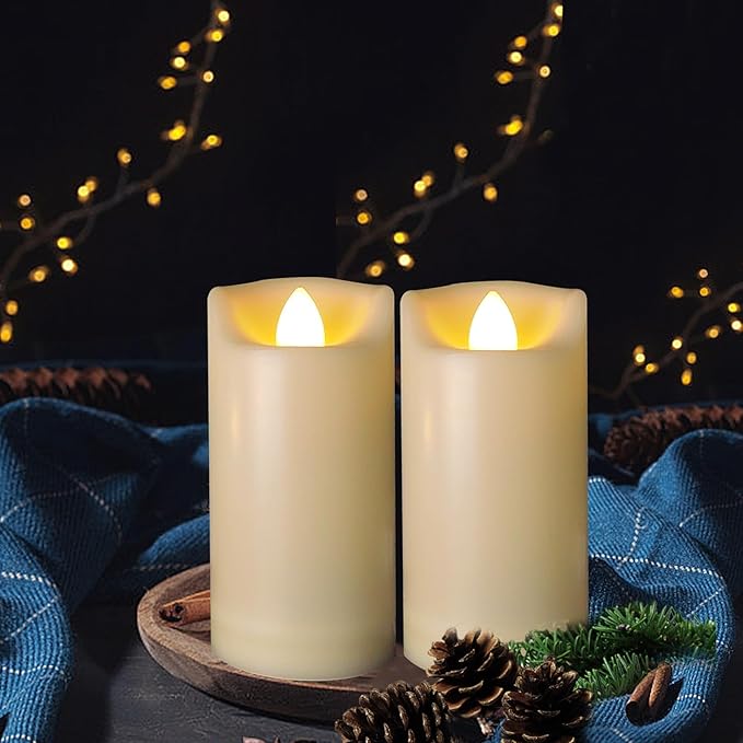 LED Battery Operated Candles 2"x4" Plastic Flickering Flameless Candles with Timer/Remote Outdoor Waterproof Wedding Party Halloween Christmas Decoration Realistic Slim Tall Pillar Candles
