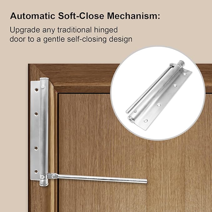 Automatic Door Closer Black Spring Door Closers for Home, Stainless Steel Auto Doors Closer Self Closing Safety Screen Closers