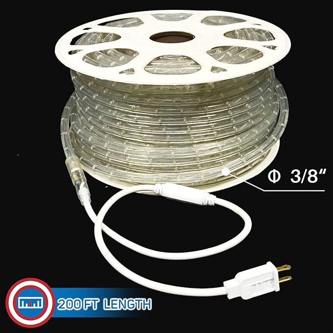 Russell Decor 200ft/60m Led Rope Lights Lamps Kit Indoor Outdoor Decorative Lighting for Patriotic 4th of July Memorial Day Decor Party Trees Patio Deck Flexible String Tube Lights- Blue Red White