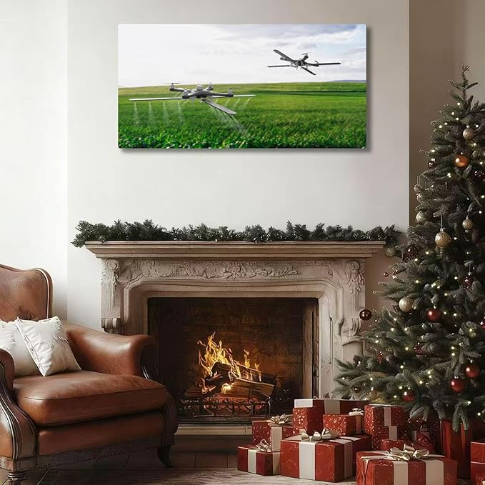 Wibinuki Wall Art Wall Decor Wall Paintings Drones spraying a field for Living Room Bedroom Bathroom Home Decor Can Be Hung Directly 20"x 40"