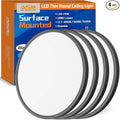 Allsmartlife 4-Pack Led Flush Mount Ceiling Light 12 inch, 24W 2880lm Dimmable CCT 3000K/4000K/6500K Edge-Lit Thin White Round Led Surface Mount Light for Kitchen，Hallway，Bedroom