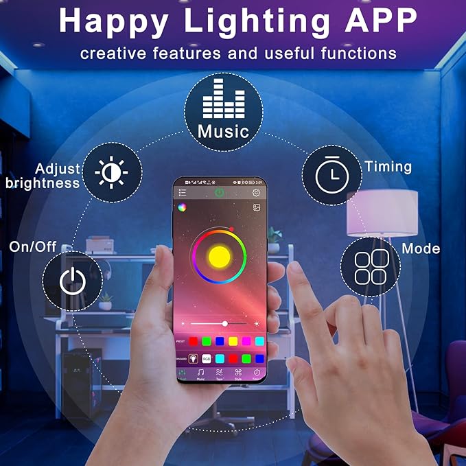 VIPMOON Bluetooth LED Music Controller DC5-24V 30A Smart RGB Bluetooth Controller with Timer Function for 5050 3528 RGB LED Light Strip, iOS Android Smartphone App Control, Metal Shell