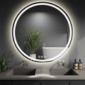 LED Bathroom Mirror 48 Inch Round Bathroom Mirror with Lights, Circle LED Mirror, Wall Mounted Lighted Bathroom with 3 Colors Brightness, Anti-Fog, Dimmable, Shatter-Proof
