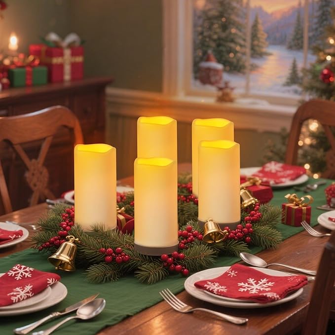 12 Pack Flickering Flameless Candles Large (D 3" x H 6") LED Candles Fake Pillars Outdoor Indoor Battery Operated Candles with Remote for Home Wedding Christmas Holiday Décor (12 Pack)