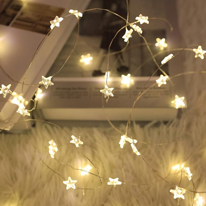 Twinkle Star String Lights 40 LED Spring Garden Decorative Indoor Outdoor Fairy Light USB & Battery Operated Lights 13ft Waterproof Lights with Remote Control for Festival Party Bedroom Decoration