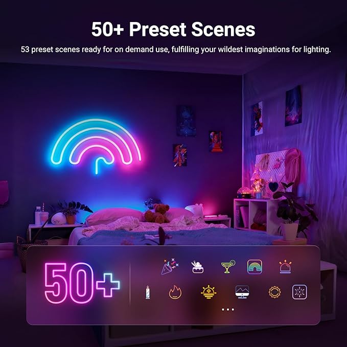 NEEWER 9.84ft/3m LED Strip Lights, Smart AI RGB Flexible Cuttable Neon Rope Light with App Control for Bedroom Gaming Room Indoor Studio Home Wall Decor, Compatible with Google Assistant Alexa, NS02