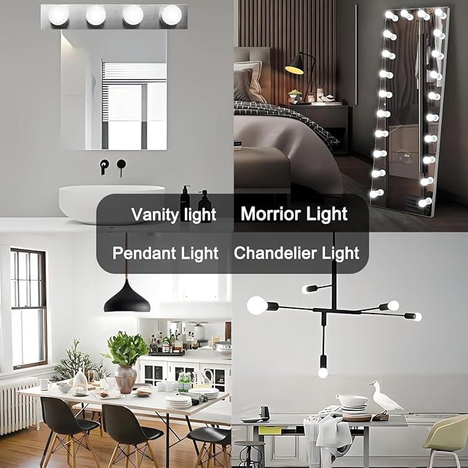 ILC App-Controlled LED G25 Globe Light Bulbs, Bluetooth Mesh, 1600 Million Colors, 60W Equivalent, 6W, 600LM, CRI>95+ Daylight White 5000K, E26 Base Vanity Light Bulbs, Dimming via app only, 6 Pack