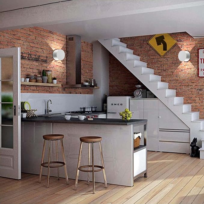 Kawell 8W Modern LED Wall Sconce Light Up Down Waterproof Outdoor Wall Lamp Indoor Hardwired for Bedroom Bathroom Hallway Stairs Porch, White 6000K