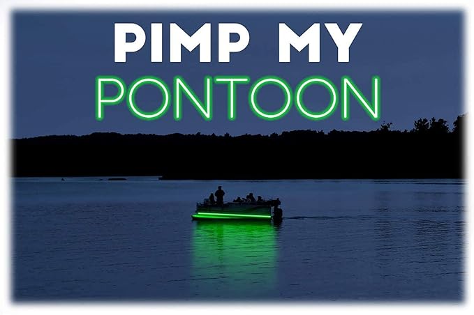 Green Blob Outdoors PlMP My Pontoon DIY Boat Light LED Strips Neon Green Under Deck for all make and models 16-22ft Toons (Green, 19ft)