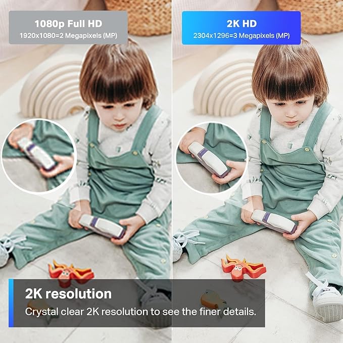 Tapo 2K Indoor Wired Security Camera - Works as a Baby Monitor & Pet Camera, Person/Motion/Baby Cry Detection, 2-Way Audio, Siren, Subscription-Free Local Storage or Optional Cloud, C110P2 (2-Pack)