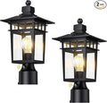 Dusk to Dawn Outdoor Post Lights, Waterproof Lamp Post Light Fixture, Aluminum Lamp Posts Outdoor Lighting Pole Lantern for Outside Yard Patio Pathway Garden Deck, Hard Wired (2 Pack, Black)