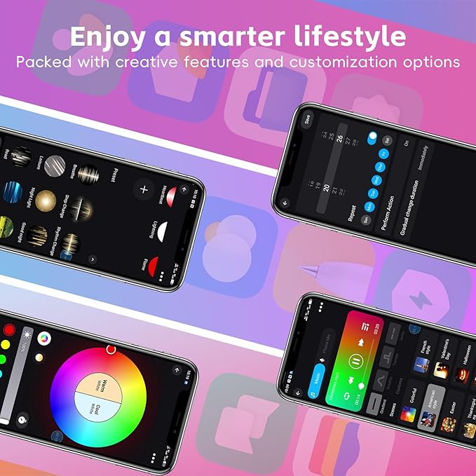50ft WiFi LED Strip Lights - Music Sync RGB Color Changing for Bedroom WiFi APP for Controlling Decorative for Party, Christmas, Wedding for Indoor (WiFi Smart)