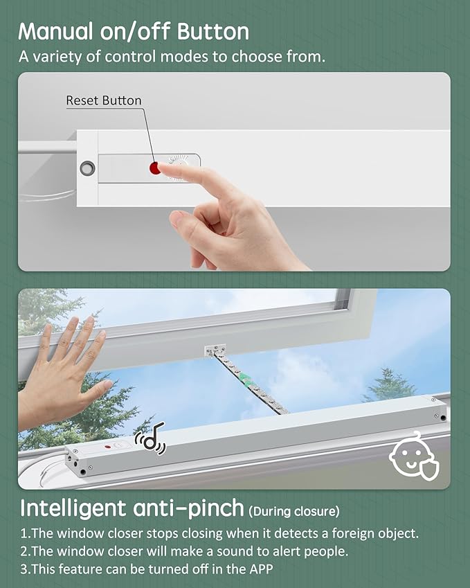 Yoolax Smart Motorized Window Opener, Automatic WiFi Window Closer, Electric Skylight Chain Opener, APP & Voice Control Adjustable Travelling Distance