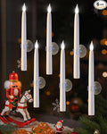 SURAIELEC 10.5'' Battery Window Candles with Suction Cups, Dusk-to-Dawn Christmas Window Candles, 5000K Cool White, Flameless LED Candle for Windows, 6 Pack (Rechargeable Battery Not Compatible)