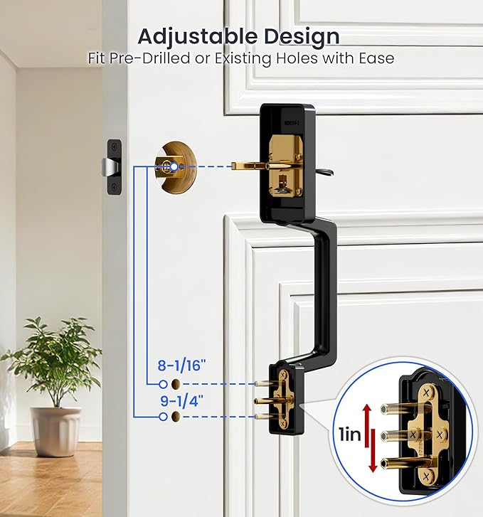 Veise VE017-D Smart Fingerprint Front Door Lock Set, App Control, 8-in-1 Keyless Entry Deadbolt with Lever Handle, Touchscreen Keypad, IP55 Weatherproof, Auto Lock, Easy Install, Matte Black