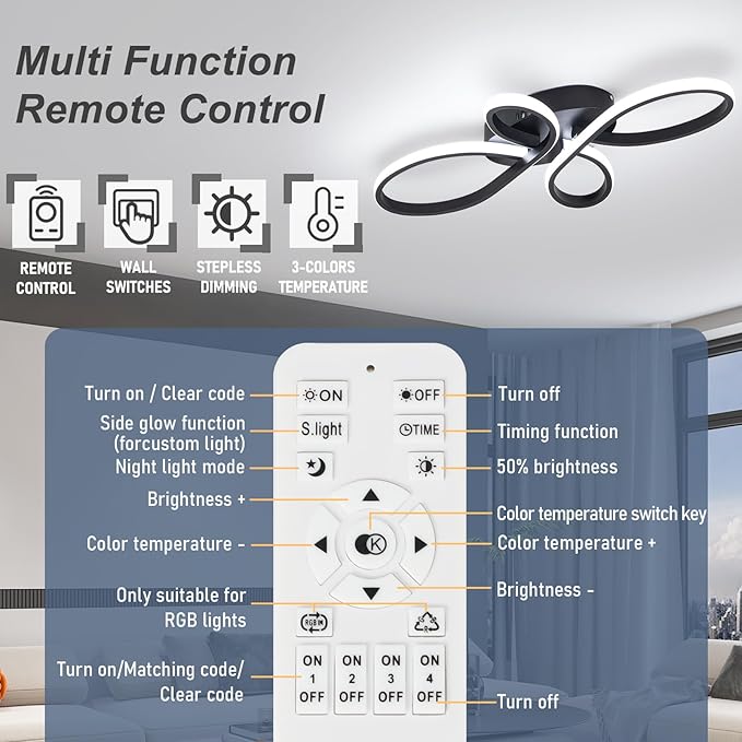 Modern LED Ceiling Light, Hallway Light Black Close to Ceiling Light for Kitchen Bedroom Balcony Bathroom Room (23.62Inch)