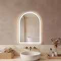 Sweetcrispy 20"×28" LED Bathroom Mirror with Lights, Arched Vanity Mirror with Anti-Fog, Dimmable, 3-Color Light, Memory Function, Tempered Glass