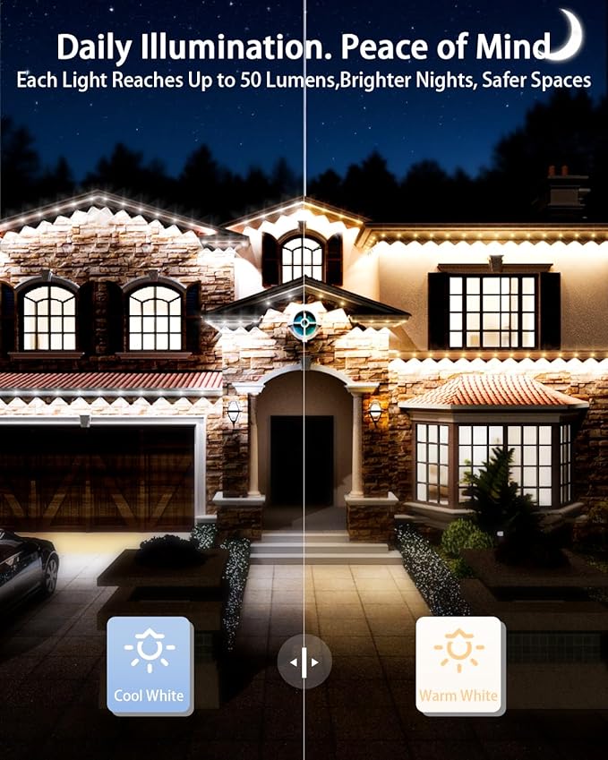 Permanent Outdoor Lights Pro,300ft RGB+IC Smart Outdoor Decor,App/Remote,Christmas,Halloween,Multi Scene Modes,IP67 Waterproof,Eaves Light with Daily & Holiday Party Decor,House Roof Lighting