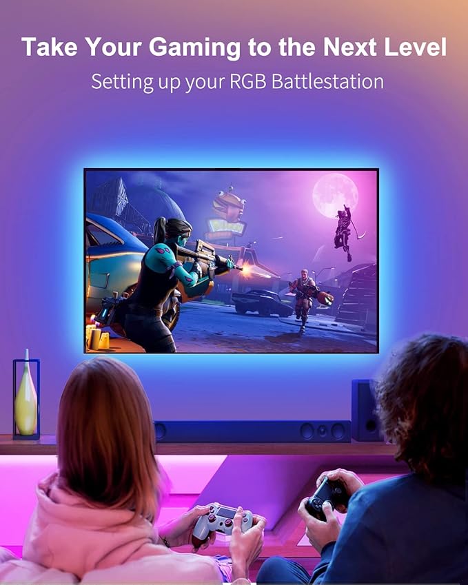 GUPUP Color Changing Bluetooth LED Lights for TV, Smart App Control with 20ft Strip - USB Powered Backlight for Bedroom, Gaming Room, PC, Mirror, Fits 85-100 Inch TVs,20ft
