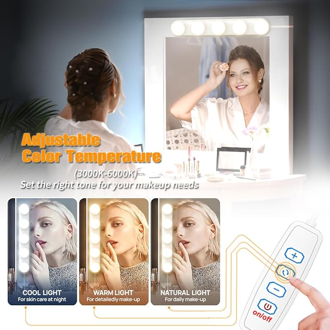 Makeup Light,Portable Led Vanity Lights with 3 Colors Lighting Mode Adjustable & Dimmable for Vanity Table Dressing Room Mirror