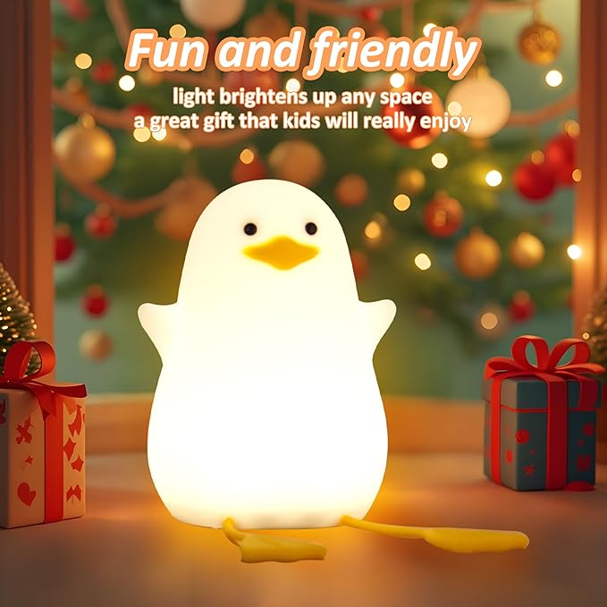 Duck Night Light, Cute Ducks Gifts, Squishy Silicone Animal Night Lamp for Nursery Bedside with Dimmer & Rechargeable, Gifts for Birthday Holiday Valentine's Day Mothers' Day