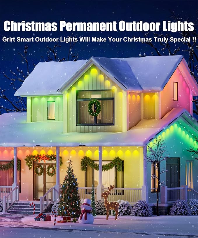 Permanent Outdoor Lights for House, 200Ft Smart RGB+IC Outdoor Decor Lights, 75 Scene Modes, APP & Remote Control, IP67 Waterproof, for Christmas, Daily & Holiday, House Roof Lighting