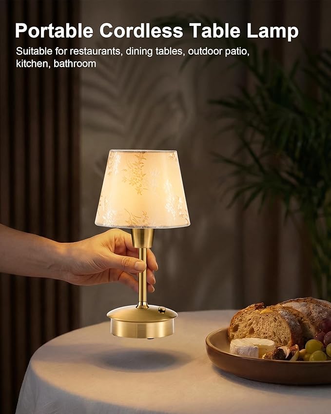 UMEXUS Small Cordless Table Lamp for Restaurant Dinner Table, 5200mAh Battery Operated Touch Lamps Rechargeable Dimmable Portable Night Light for Bedside Dining Living Room Patio Kitchen Outdoor