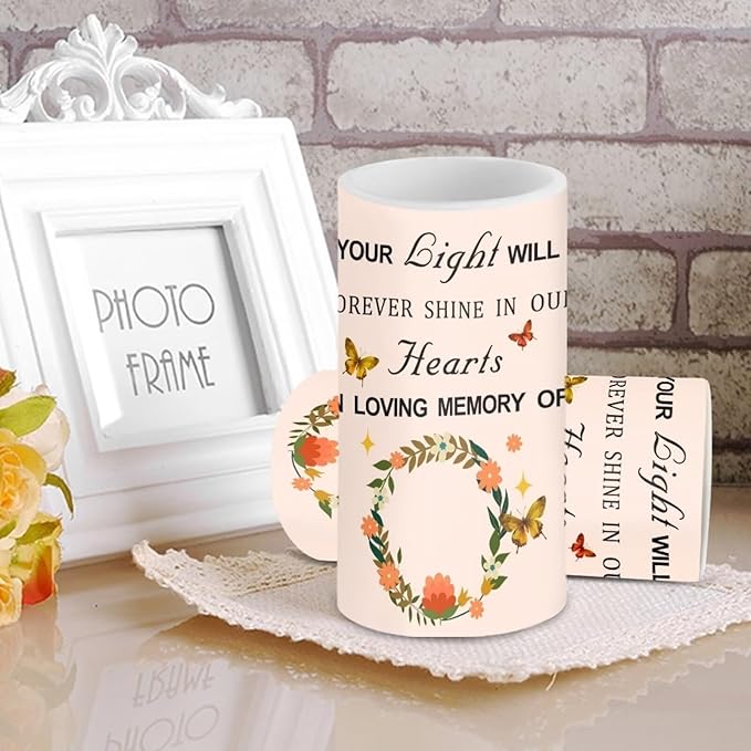 Personalized LED Memorial Candle for Loss of Loved One 2 Pack 6 x 3 inch Flameless Candles Pink Battery Operated Candles with Multicolor Timer Remote Control Flameless LED Fake Candles
