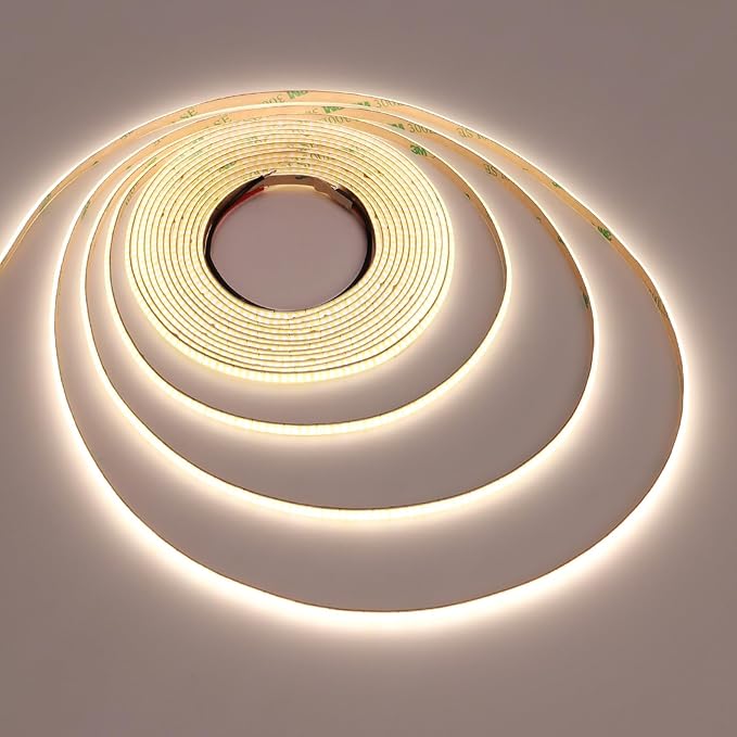 TOPAI 5V COB LED Strip Narrow 5mm Width Natural White 4000K CRI 90+ Dotless 16.4ft 400LEDs/M High Density Cuttable Flexible LED Tape Light for Cabinet Home DIY Lighting Projects