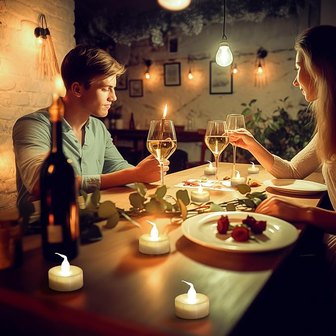 Topstone Flameless LED Candles with Remote Control - Warm White Flickering Battery Operated Candles, 400+ Hours Timer Function, 4H/6H/8H Auto-Off,Electronic Tea Lights for Home Decor, Wedding, Party