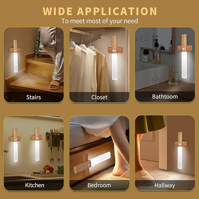 ASAWASA Stair Led Lights，Rechargeable Battery Operated Motion Sensor Light Indoor，Magnetic Dimmable Closet Lights, Wireless Under Counter Lights for Kitchen, Stairs，Restroom（White Light）