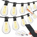 Tenmiro 100FT LED Outdoor String Lights with Remote, 35+ 1 Shatterproof Bulbs Waterproof and Dimmable Patio Lights for Porch, Garden, Backyard, Deck, Balcony, 2700K Hanging Lighting