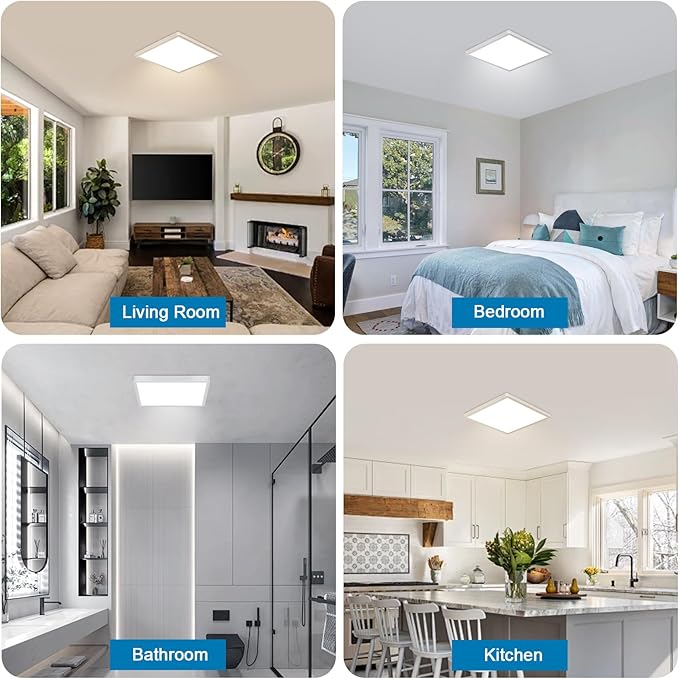 DELIPOP 12 inch Dimmable LED Flush Mount Ceiling Light Fixture with Remote Control, 24W 3000K-6500K Adjustable Color Temperature, Ultra-Thin Ceiling Lamp for Bedroom Kitchen Hallway Living Room