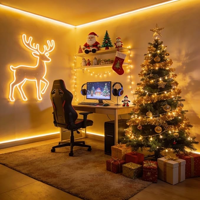 AI Smart Neon Lights RGB+IC,Voice Activated Multicolors Kids Room Light No App/No WiFi Required, Music Sync Dimmable Color Changing Light 16.4ft 25 Commands USB Powered for Bedroom Party