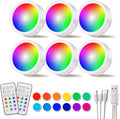 DAMI Under Cabinet Lighting with Remote Control, Rechargeable Battery Operated Wireless Shelf Lights, Under Cabinet Lights Stick on Tap, Color Changing Puck Lights for Kitchen, 6 Pack, White
