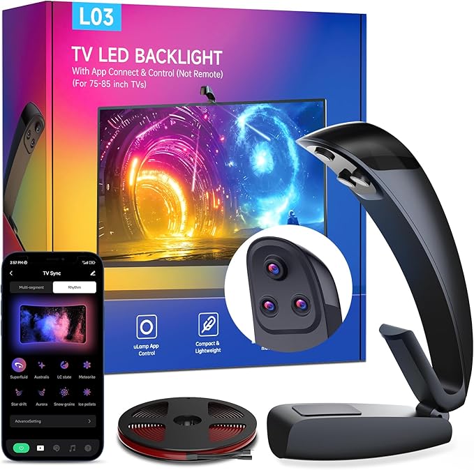 FFJ TV Backlight, 18ft RGB LED Strip Lights that Change with 75-85 Inch Screen, Smart App Control, Music Sync, for Home Decoration - Upgraded Version
