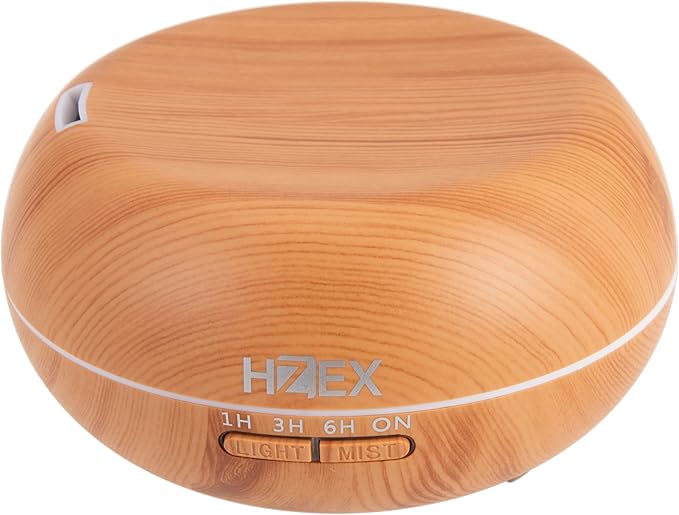 Aromatherapy Essential Oil Diffuser & Humidifier – Shallow 500ml Water Tank, 7 LED Lights & Whisper-Quiet Wood Grain Design – Ultrasonic Cool Mist Diffuser for Home, Bedroom, Spa, Yoga