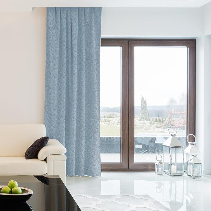SmartWings Automatic Curtain Opener with Drapery, Motorized Vertical Blinds with Remote, Electric Closet Doors Sliding Panels Compatible with Alexa Google Homekit, 90% Blackout Light Blue