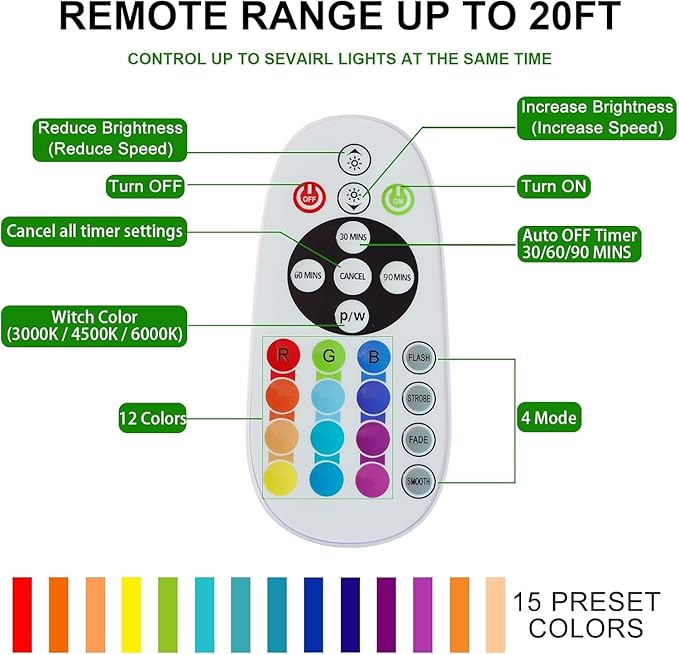Under Cabinet Lightis Wireless with Remote, 15 Color RGB Magnetic Led Light Bar, 48-LED Rechargeable Closet Lights, 3 Timer & 4 Modes, Stick on Lights for Kitchen, Pantry, Bedroom, Stairs