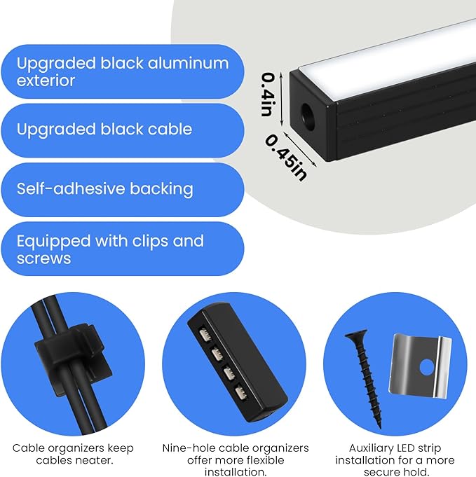 SHUNLEE 6 Pcs RGB Smart Recessed Lighting for Acoustic Panels, WiFi LED Lights for Acoustic Wall Panels Compatible with Alexa, Self-Adhesive Black Aluminum for Wood Slat Wall (2*40+2*24+2*16 in)
