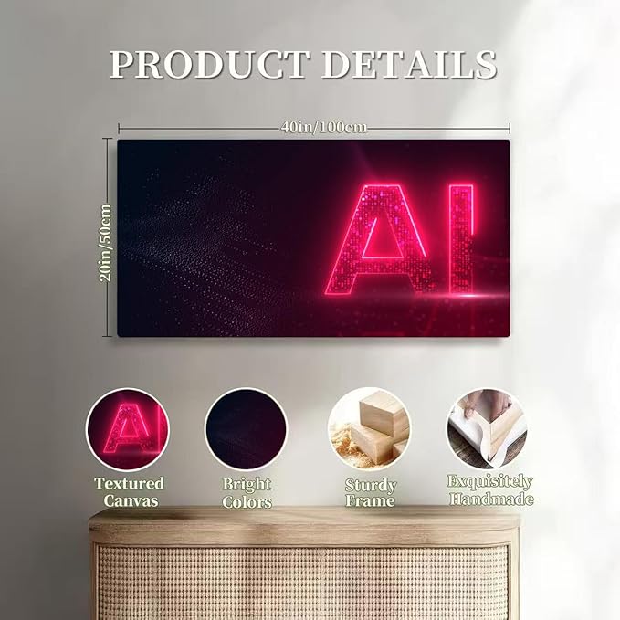 Wibinuki Wall Art Wall Decor Wall Paintings AI Technology Glowing Interface for Living Room Bedroom Bathroom Home Decor Can Be Hung Directly 20"x 40"