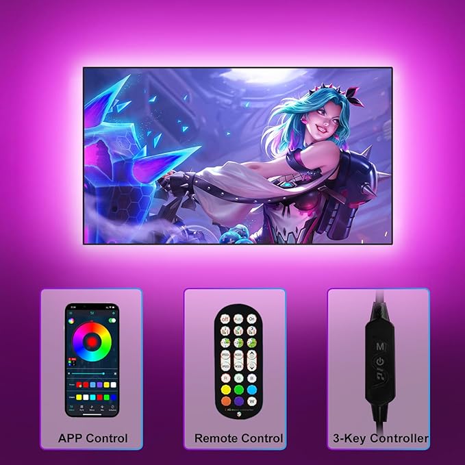 Led Lights for TV Led Backlight, 13.1ft TV Led Light Strip for 45-60 inch tv lights That change with Music Backlights, RGB Led TV Light with Remote, Music Sync Bluetooth APP Control USB Powered