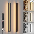 Aipsun Rechargeable Battery Operated Wall Sconce,9000mAh Black Wall Sconces 3000K-6000K LED Wireless Wall Light for Bedroom, Hallway Living Room,31.5 Inch,Black(2 Packs)