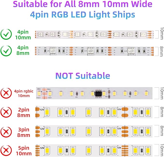 Smart Bluetooth LED Controller,RGB Music LED Strip Lights Controller,4-PIN IR Remote Control 40-Keys for 5-24V SMD 5050 3528 RGB LED Strips