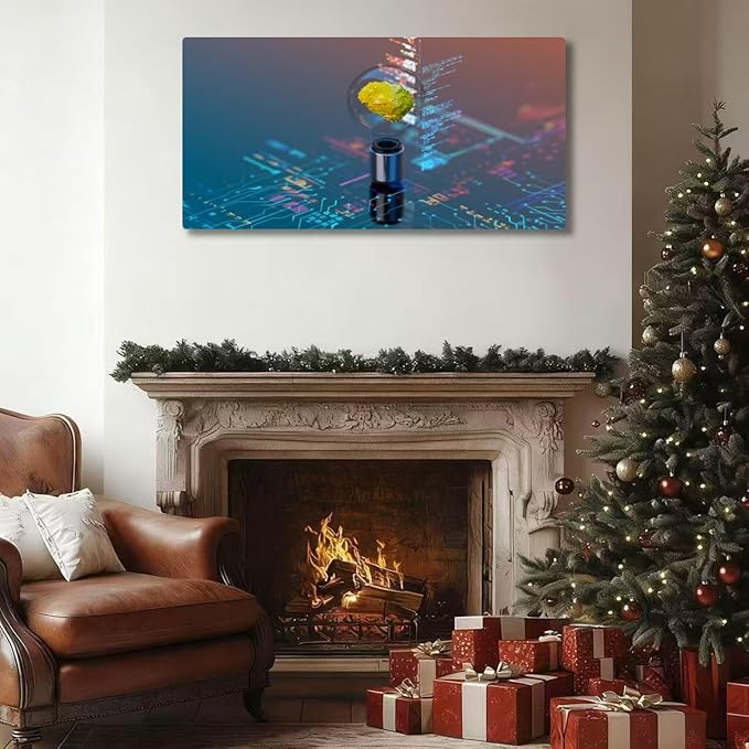 Wibinuki Wall Art Wall Decor Wall Paintings Artificial Intelligence, innovions and new technology. brain inside for Living Room Bedroom Bathroom Home Decor Can Be Hung Directly 20"x 40"