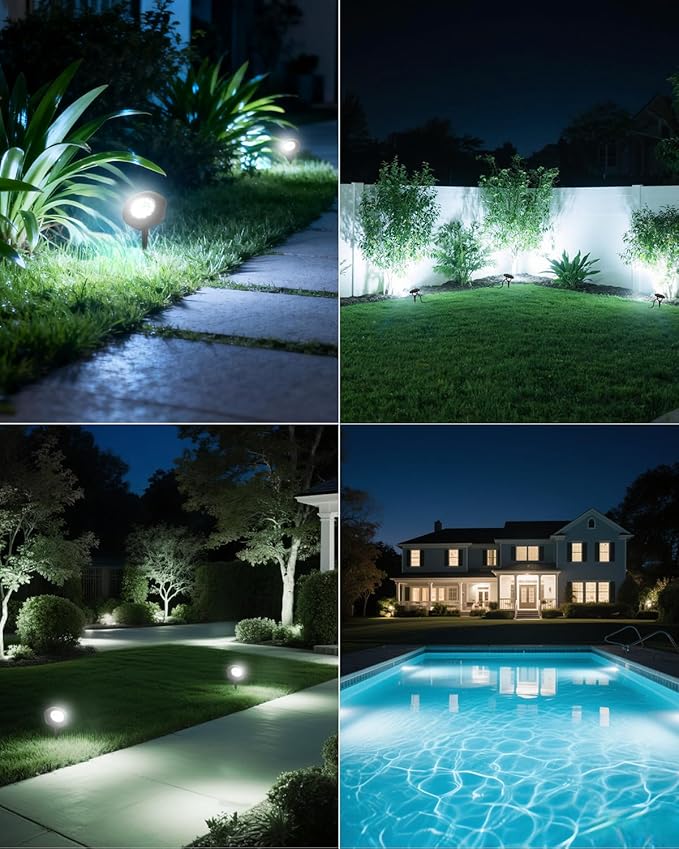 CORESLUX Solar Spot Lights Outdoor Waterproof IP68, 3-in-1 LED Warm Light Solar Landscape Lights, 2 Light Modes Pond Lights Landscape Path Lights for Outside Garden Yard Pond Pathway