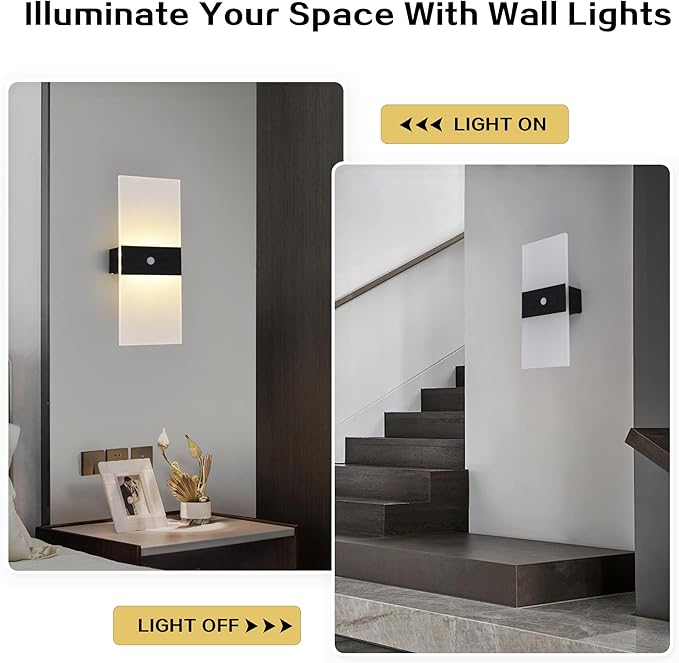 Rechargeable Wall Sconces Set of 2,Magnetic Wireless Led Wall Lamp, 2200Mah Battery Operated Motion Sensor Wall Lights Indoor Dimmable with Switch for Bedroom,Living Room,Hallway,Stair