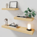 White Oak Floating Shelf Set of 3 for Wall, 2 Inch Thick Wood Floating Shelves Wall Mounted, 8 Inch Deep Shelf for Kitchen Living Room Bathroom Laundry Office, 50LBS Capacity (16 & 31.5 in)